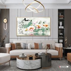 TRANH TREO TƯỜNG PHÒNG KHÁCH - TRANH HOA SEN  | MÃ SEN100AN