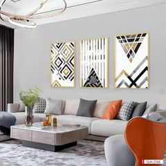 BST85 - TRANH TREO PHÒNG KHÁCH HIỆN ĐẠI - TRANH TRANG TRÍ - TRANH TREO HIỆN ĐẠI TRỪU TƯỢNG - TRANH GHÉP BỘ 3 BỨC |