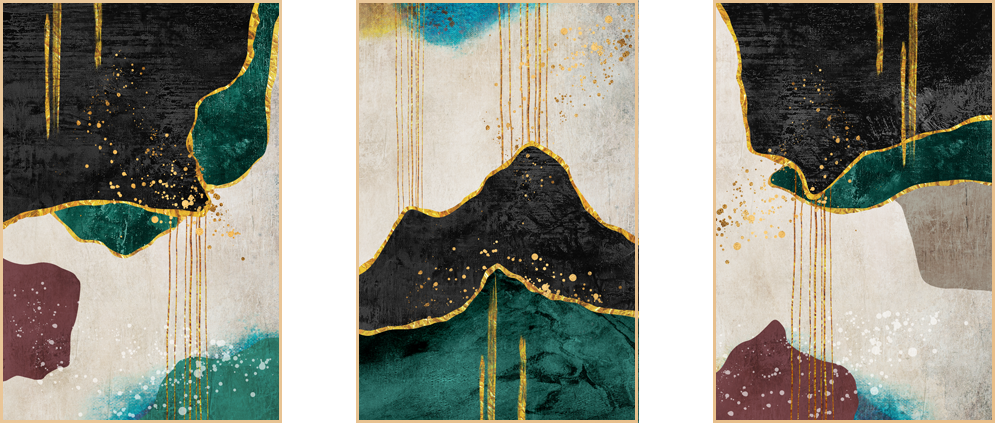 TRANH TREO TƯỜNG PHÒNG KHÁCH - TRANH HIỆN ĐẠI TRỪU TƯỢNG GHÉP BỘ 3 BỨC | MÃ SLH-2161