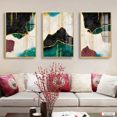 BST46 - TRANH TREO TƯỜNG - PHÒNG KHÁCH, VÁCH TIVI - CHỦ ĐỀ HIỆN ĐẠI TRỪU TƯỢNG - GHÉP BỘ 3 BỨC