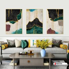 TRANH TREO TƯỜNG PHÒNG KHÁCH - TRANH HIỆN ĐẠI TRỪU TƯỢNG GHÉP BỘ 3 BỨC | MÃ SLH-2161