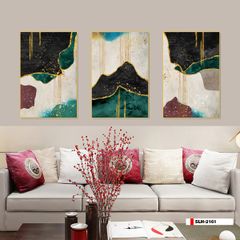 TRANH TREO TƯỜNG PHÒNG KHÁCH - TRANH HIỆN ĐẠI TRỪU TƯỢNG GHÉP BỘ 3 BỨC | MÃ SLH-2161