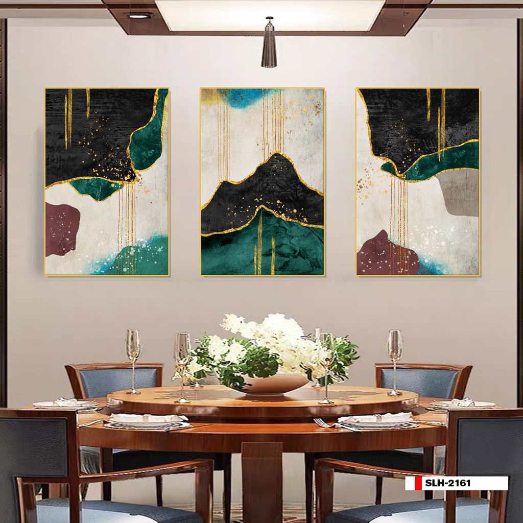 TRANH TREO TƯỜNG PHÒNG KHÁCH - TRANH HIỆN ĐẠI TRỪU TƯỢNG GHÉP BỘ 3 BỨC | MÃ SLH-2161