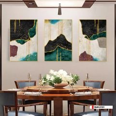 TRANH TREO TƯỜNG PHÒNG KHÁCH - TRANH HIỆN ĐẠI TRỪU TƯỢNG GHÉP BỘ 3 BỨC | MÃ SLH-2161