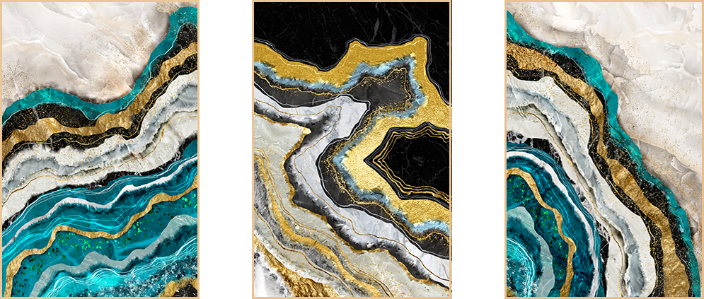 TRANH TREO TƯỜNG PHÒNG KHÁCH - TRANH HIỆN ĐẠI TRỪU TƯỢNG GHÉP BỘ 3 BỨC | MÃ SLH-2180