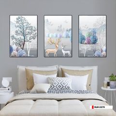 TRANH TREO TƯỜNG PHÒNG KHÁCH - TRANH HƯƠU TÀI LỘC GHÉP BỘ 3 BỨC | MÃ SLH-2270