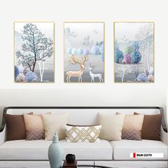 TRANH TREO TƯỜNG PHÒNG KHÁCH - TRANH HƯƠU TÀI LỘC GHÉP BỘ 3 BỨC | MÃ SLH-2270