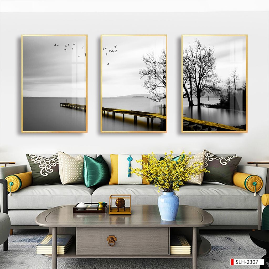 TRANH TREO PHÒNG KHÁCH GHÉP BỘ 3 BỨC - TRANH PHONG CẢNH THIÊN NHIÊN | MÃ SLH-2307