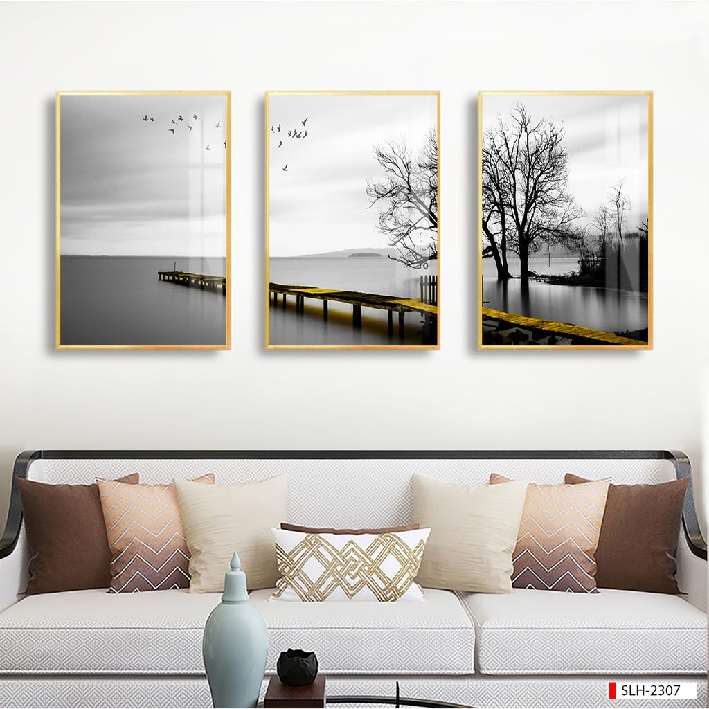 TRANH TREO PHÒNG KHÁCH GHÉP BỘ 3 BỨC - TRANH PHONG CẢNH THIÊN NHIÊN | MÃ SLH-2307