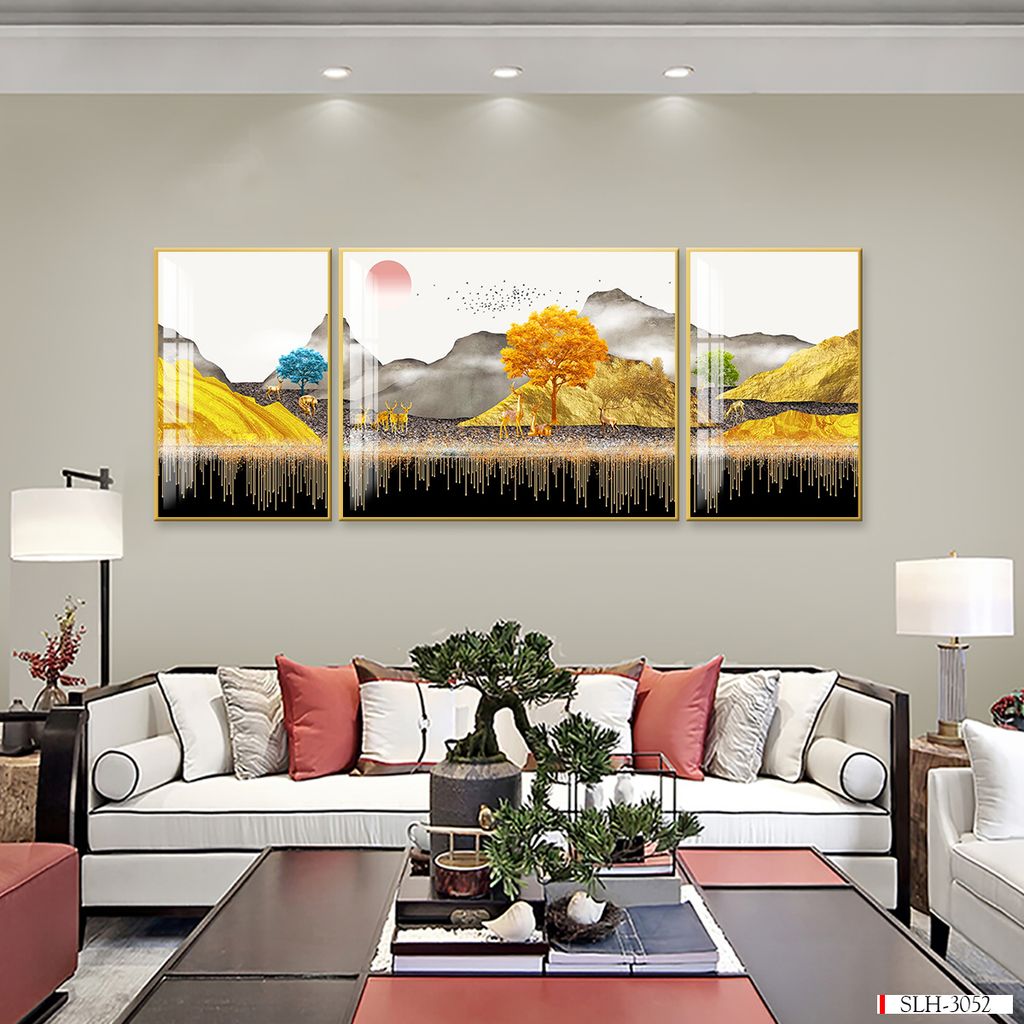 BST102 - TRANH TREO TƯỜNG - TRANG TRÍ PHÒNG KHÁCH, SAU SOFA, PHÒNG NGỦ - CHỦ ĐỀ TRANH HƯƠU TÀI LỘC - KHỔ LỚN