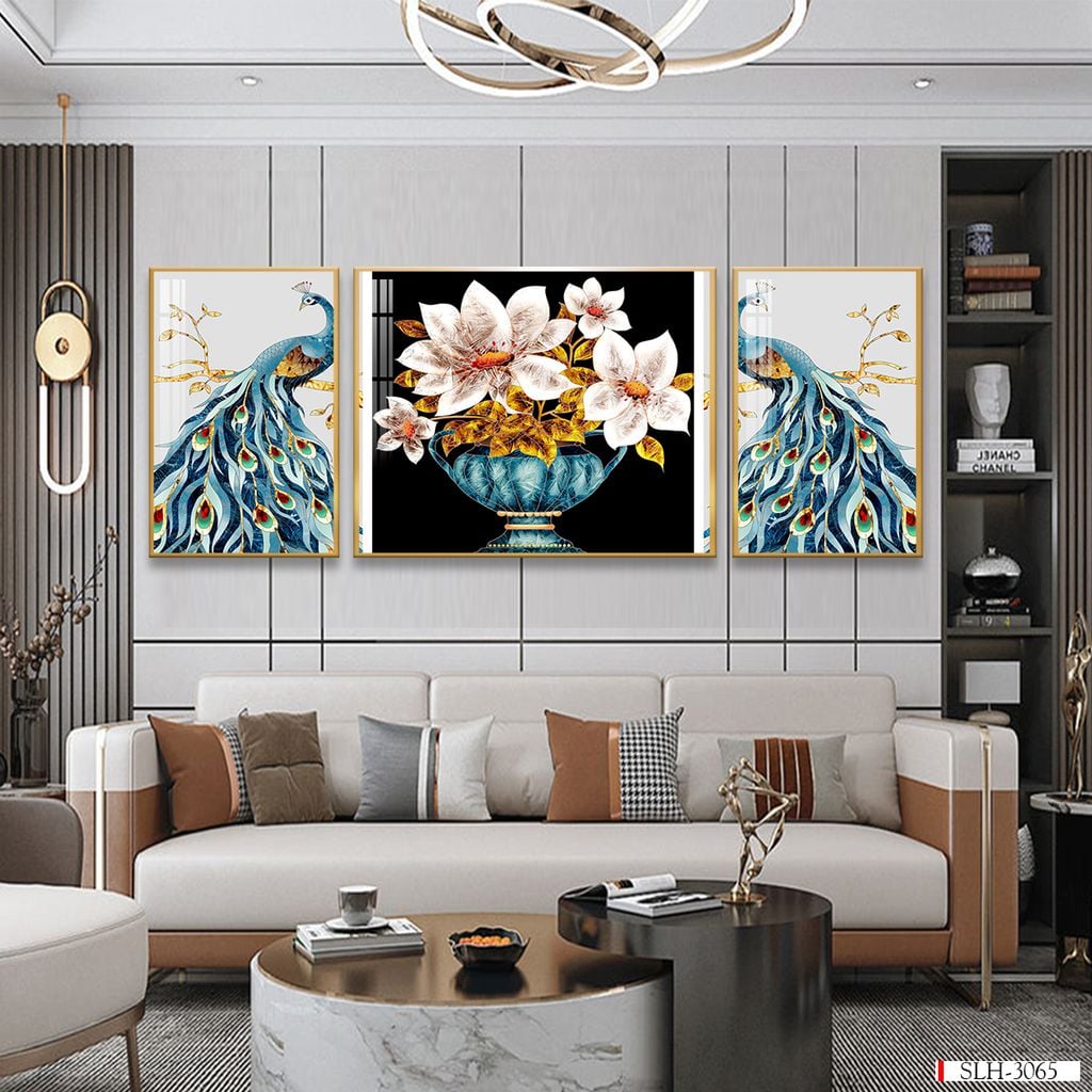 BST77 - TRANH TREO TƯỜNG KHUNG HỢP KIM TITAN - TRANG TRÍ HÀNH LANG, LỐI ĐI - CHỦ ĐỀ TRANH CÔNG PHU THÊ VIÊN MÃN - GHÉP BỘ 3 BỨC