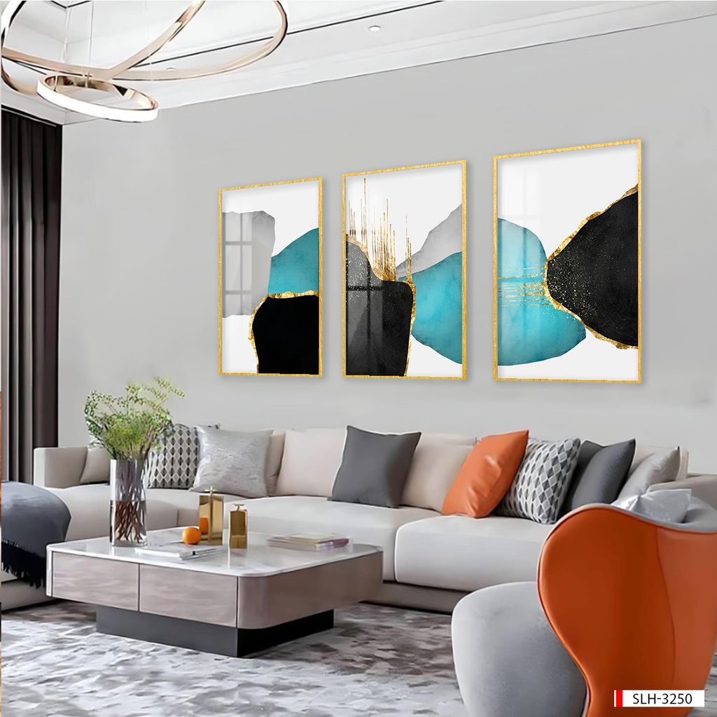 BST85 - TRANH TREO PHÒNG KHÁCH HIỆN ĐẠI - TRANH TRANG TRÍ - TRANH TREO HIỆN ĐẠI TRỪU TƯỢNG - TRANH GHÉP BỘ 3 BỨC |