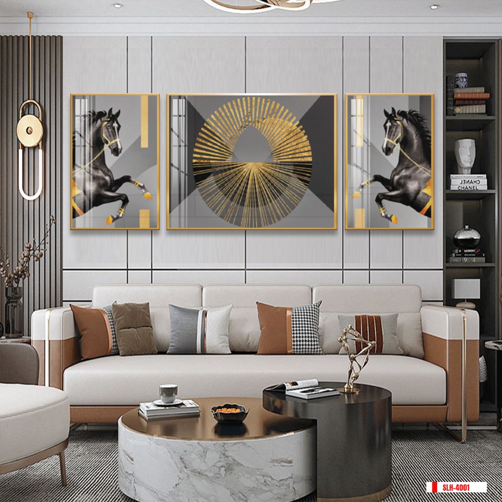 TRANH TREO PHÒNG KHÁCH HIỆN ĐẠI TRỪU TƯỢNG - TRANH GHÉP BỘ 3 BỨC | MÃ SLH-4001