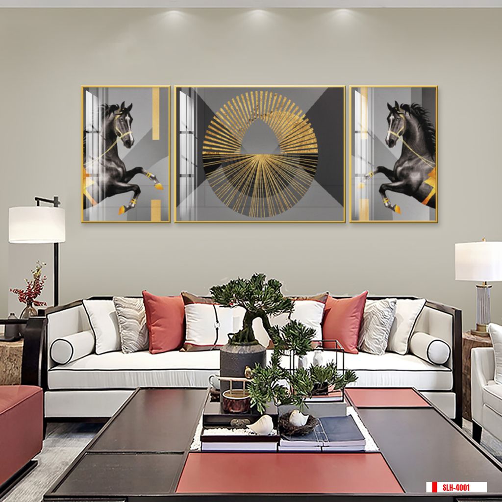 TRANH TREO PHÒNG KHÁCH HIỆN ĐẠI TRỪU TƯỢNG - TRANH GHÉP BỘ 3 BỨC | MÃ SLH-4001