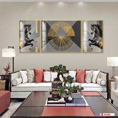 TRANH TREO PHÒNG KHÁCH HIỆN ĐẠI TRỪU TƯỢNG - TRANH GHÉP BỘ 3 BỨC | MÃ SLH-4001