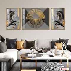 TRANH TREO PHÒNG KHÁCH HIỆN ĐẠI TRỪU TƯỢNG - TRANH GHÉP BỘ 3 BỨC | MÃ SLH-4001