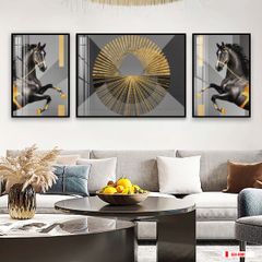 TRANH TREO PHÒNG KHÁCH HIỆN ĐẠI TRỪU TƯỢNG - TRANH GHÉP BỘ 3 BỨC | MÃ SLH-4001