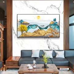 TRANH TREO PHÒNG KHÁCH PHONG THỦY - TRANH HƯƠU TÀI LỘC - KHỔ LỚN | Mã SLH-4121