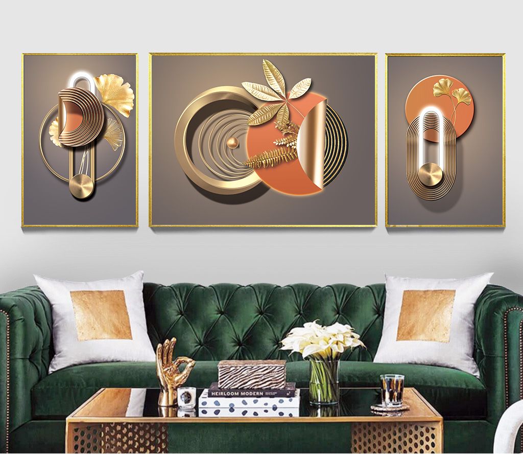 TRANH TREO TƯỜNG KHUNG HỢP KIM - TRANH TREO PHÒNG KHÁCH HIỆN ĐẠI TRỪU TƯỢNG | MÃ SLH-6040