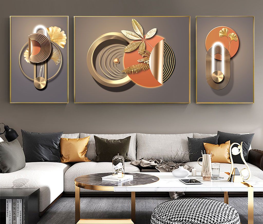 TRANH TREO TƯỜNG KHUNG HỢP KIM - TRANH TREO PHÒNG KHÁCH HIỆN ĐẠI TRỪU TƯỢNG | MÃ SLH-6040