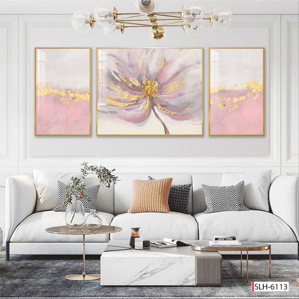 BST142 - TRANH TREO TƯỜNG KHUNG HỢP KIM TITAN - TRANG TRÍ PHÒNG KHÁCH, SAU SOFA - CHỦ ĐỀ HIỆN ĐẠI TRỪU TƯỢNG - GHÉP BỘ 3 BỨC