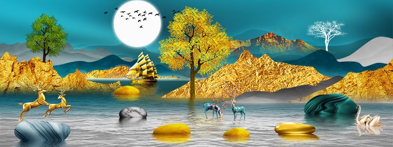 550 - TRANH TREO TƯỜNG PHÒNG KHÁCH - TRANH TRANG TRÍ - TRANH TRANH HƯƠU TÀI LỘC HIỆN ĐẠI | MÃ SLH-6135