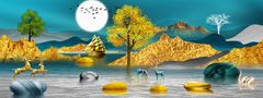 550 - TRANH TREO TƯỜNG PHÒNG KHÁCH - TRANH TRANG TRÍ - TRANH TRANH HƯƠU TÀI LỘC HIỆN ĐẠI | MÃ SLH-6135