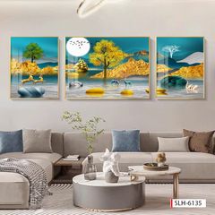 BST169 -TRANH PHONG THỦY 3D - TRANG TRÍ PHÒNG KHÁCH, SAU SOFA, PHÒNG NGỦ - CHỦ ĐỀ HIỆN ĐẠI HƯƠU TÀI LỘC