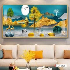 550 - TRANH TREO TƯỜNG PHÒNG KHÁCH - TRANH TRANG TRÍ - TRANH TRANH HƯƠU TÀI LỘC HIỆN ĐẠI | MÃ SLH-6135