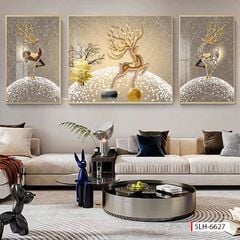 BST 220 TRANH TREO PHÒNG KHÁCH HIỆN ĐẠI - TRANH TRANG TRÍ - TRANH TREO TƯỜNG HƯƠU TÀI LỘC - TRANH GHÉP BỘ 3 BỨC | MÃ SLH-6627