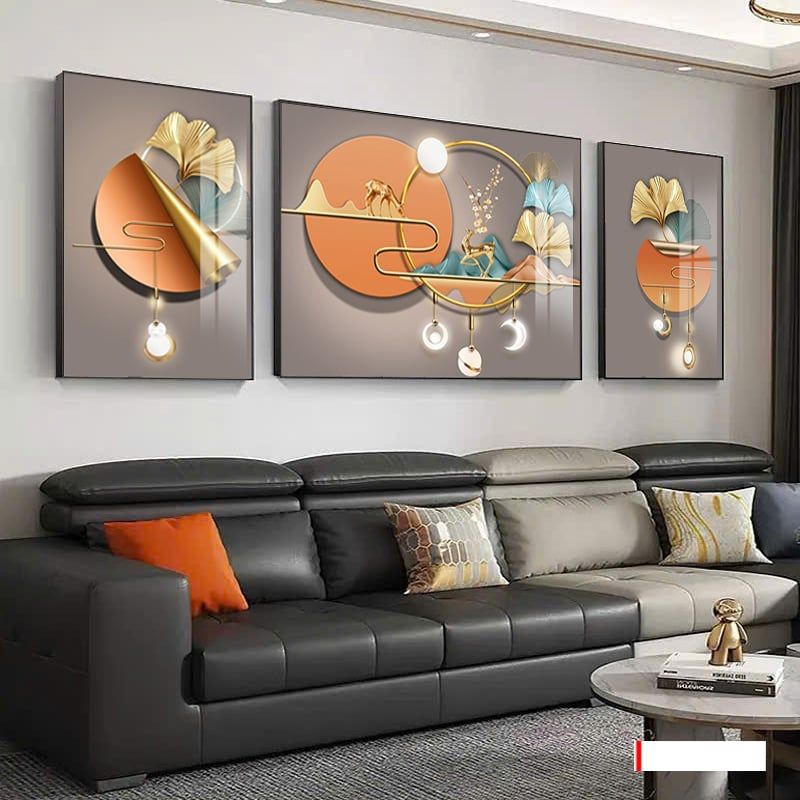 BST171 -TRANH PHONG THỦY 3D - TRANG TRÍ PHÒNG KHÁCH, SAU SOFA, PHÒNG NGỦ - CHỦ ĐỀ HIỆN ĐẠI HƯƠU TÀI LỘC