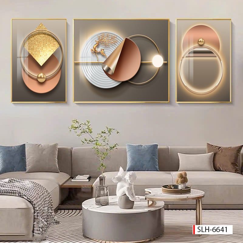 BST171 -TRANH PHONG THỦY 3D - TRANG TRÍ PHÒNG KHÁCH, SAU SOFA, PHÒNG NGỦ - CHỦ ĐỀ HIỆN ĐẠI HƯƠU TÀI LỘC