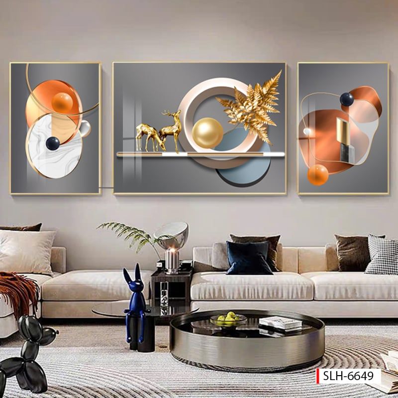 BST171 -TRANH PHONG THỦY 3D - TRANG TRÍ PHÒNG KHÁCH, SAU SOFA, PHÒNG NGỦ - CHỦ ĐỀ HIỆN ĐẠI HƯƠU TÀI LỘC