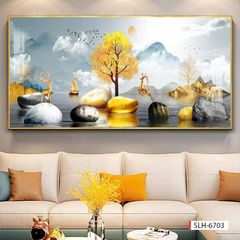 552 - TRANH TREO TƯỜNG PHÒNG KHÁCH - TRANH TRANG TRÍ - TRANH TRANH HƯƠU TÀI LỘC HIỆN ĐẠI | MÃ SLH-6703