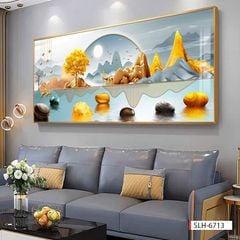 291 - TRANH TREO PHÒNG KHÁCH HIỆN ĐẠI - TRANH TRANG TRÍ - TRANH TREO TƯỜNG HƯƠU TÀI LỘC - KIỂU TRANH LIỀN KHỔ | MÃ SLH-6713