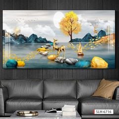 553 - TRANH TREO TƯỜNG PHÒNG KHÁCH - TRANH TRANG TRÍ - TRANH TRANH HƯƠU TÀI LỘC HIỆN ĐẠI | MÃ SLH-6716