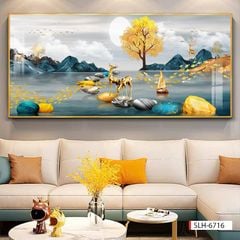 293 - TRANH TREO PHÒNG KHÁCH HIỆN ĐẠI - TRANH TRANG TRÍ - TRANH TREO TƯỜNG HƯƠU TÀI LỘC - KIỂU TRANH LIỀN KHỔ | MÃ SLH-6716