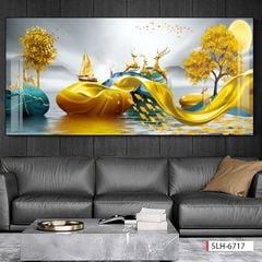 294 - TRANH TREO PHÒNG KHÁCH HIỆN ĐẠI - TRANH TRANG TRÍ - TRANH TREO TƯỜNG HƯƠU TÀI LỘC - KIỂU TRANH LIỀN KHỔ | MÃ SLH-6717