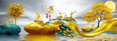 294 - TRANH TREO PHÒNG KHÁCH HIỆN ĐẠI - TRANH TRANG TRÍ - TRANH TREO TƯỜNG HƯƠU TÀI LỘC - KIỂU TRANH LIỀN KHỔ | MÃ SLH-6717