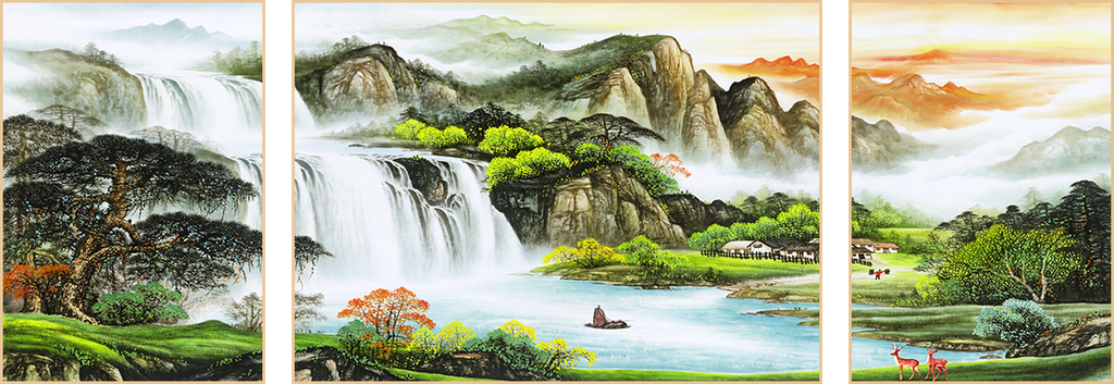 TRANH TREO TƯỜNG PHÒNG KHÁCH - TRANH PHONG CẢNH GHÉP BỘ 3 BỨC | MÃ SLH-6723