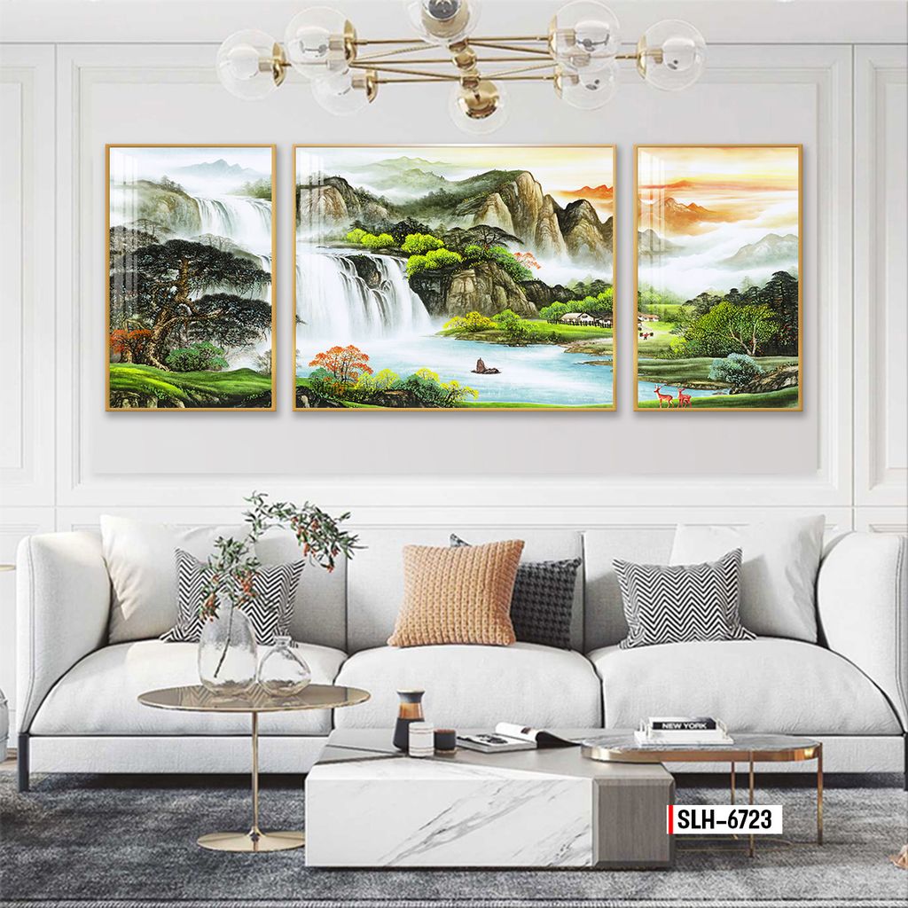 TRANH TREO TƯỜNG PHÒNG KHÁCH - TRANH PHONG CẢNH GHÉP BỘ 3 BỨC | MÃ SLH-6723