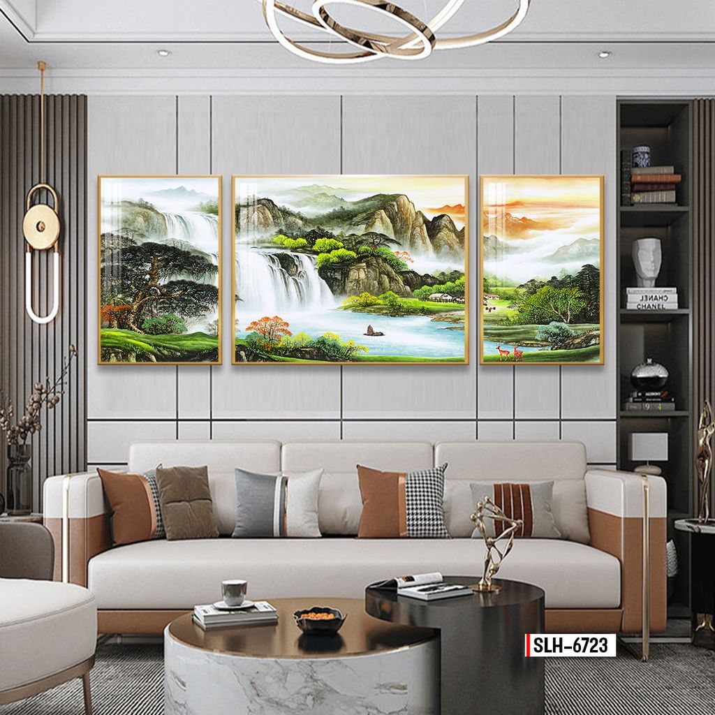 TRANH TREO TƯỜNG PHÒNG KHÁCH - TRANH PHONG CẢNH GHÉP BỘ 3 BỨC | MÃ SLH-6723