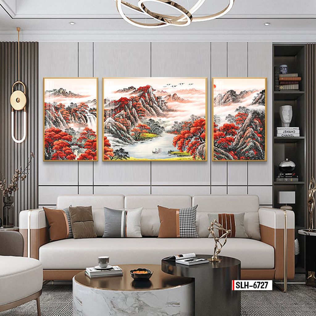 TRANH TREO TƯỜNG PHÒNG KHÁCH - TRANH PHONG CẢNH GHÉP BỘ 3 BỨC | MÃ SLH-6727