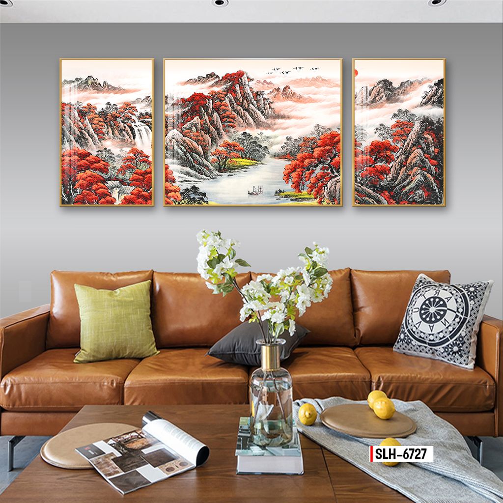 TRANH TREO TƯỜNG PHÒNG KHÁCH - TRANH PHONG CẢNH GHÉP BỘ 3 BỨC | MÃ SLH-6727