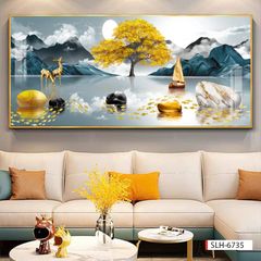 297 - TRANH TREO PHÒNG KHÁCH HIỆN ĐẠI - TRANH TRANG TRÍ - TRANH TREO TƯỜNG HƯƠU TÀI LỘC - KIỂU TRANH LIỀN KHỔ| MÃ SLH-6735