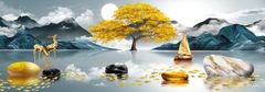 297 - TRANH TREO PHÒNG KHÁCH HIỆN ĐẠI - TRANH TRANG TRÍ - TRANH TREO TƯỜNG HƯƠU TÀI LỘC - KIỂU TRANH LIỀN KHỔ| MÃ SLH-6735