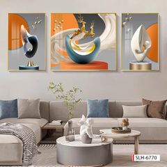 224 TRANH TREO PHÒNG KHÁCH HIỆN ĐẠI - TRANH TRANG TRÍ - TRANH TREO TƯỜNG HƯƠU TÀI LỘC - KIỂU TRANH GHÉP BỘ 3 BỨC | MÃ SLH-6770