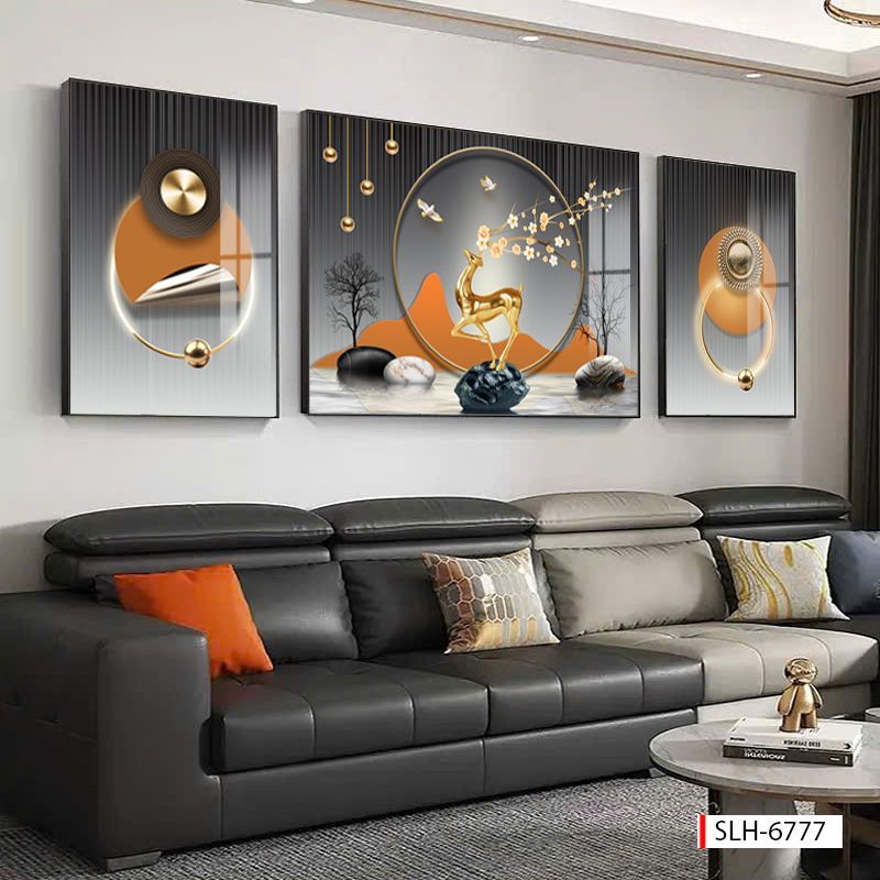 BST171 -TRANH PHONG THỦY 3D - TRANG TRÍ PHÒNG KHÁCH, SAU SOFA, PHÒNG NGỦ - CHỦ ĐỀ HIỆN ĐẠI HƯƠU TÀI LỘC