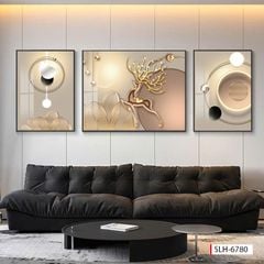 227 TRANH TREO PHÒNG KHÁCH HIỆN ĐẠI - TRANH TRANG TRÍ - TRANH TREO TƯỜNG HƯƠU TÀI LỘC - KIỂU TRANH GHÉP BỘ 3 BỨC | MÃ SLH-6780
