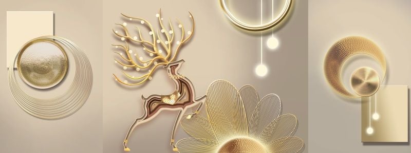 228 TRANH TREO PHÒNG KHÁCH HIỆN ĐẠI - TRANH TRANG TRÍ - TRANH TREO TƯỜNG HƯƠU TÀI LỘC - KIỂU TRANH GHÉP BỘ 3 BỨC | MÃ SLH-6784